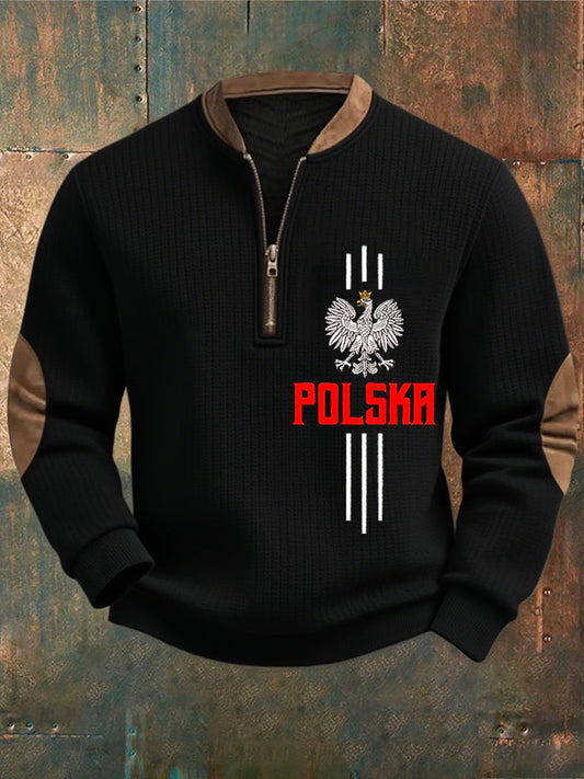 Retro fehér sasos alkalmi kapucnis pulóver