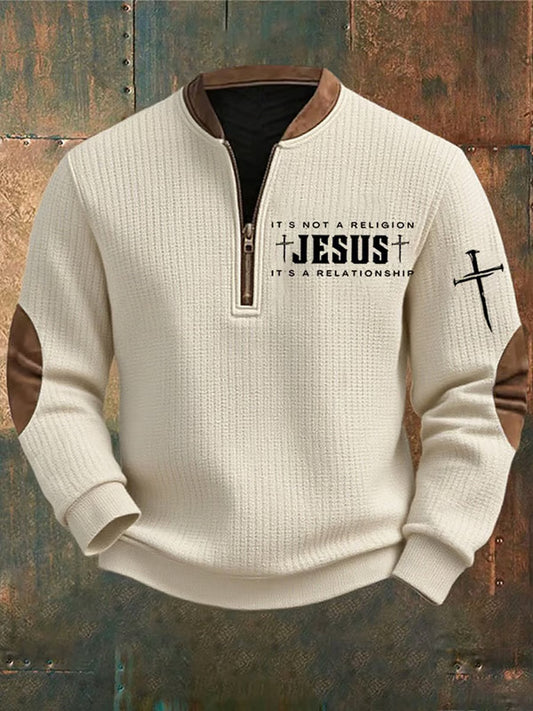 Férfi vintage art faith alkalmi pulóver