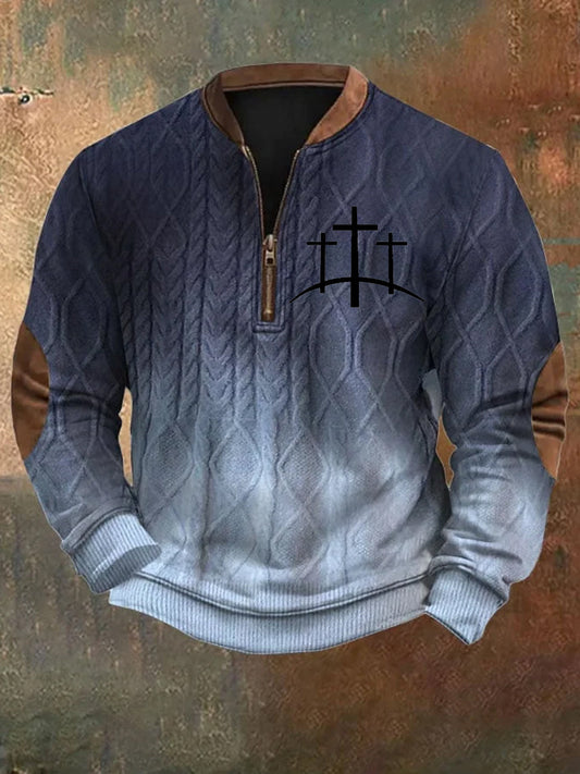 Férfi vintage art faith alkalmi pulóver
