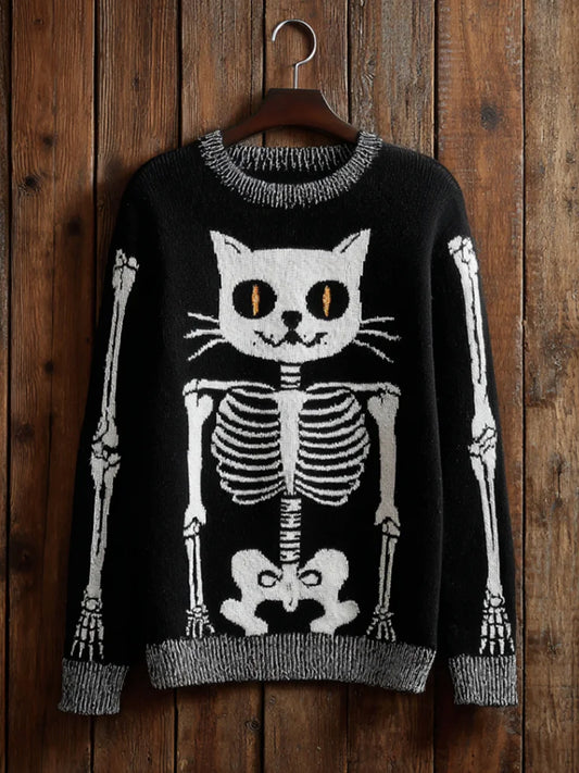 Női vintage állat nyomtatás kényelem alkalmi pulóver