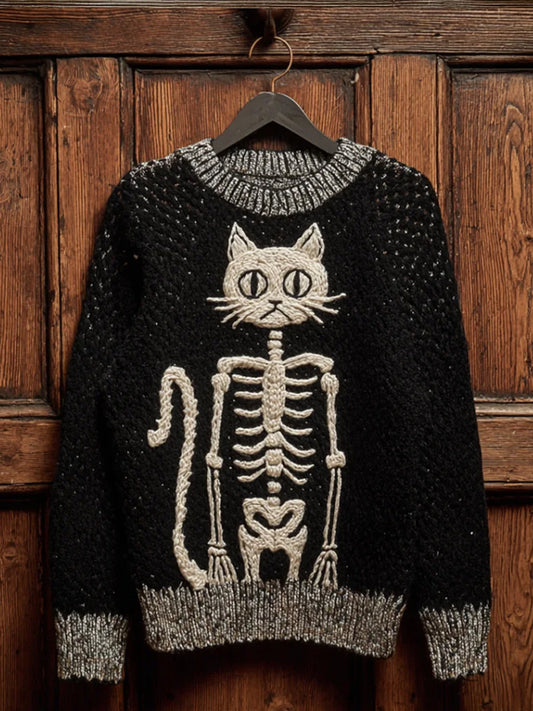 Női vintage állat nyomtatás kényelem alkalmi pulóver