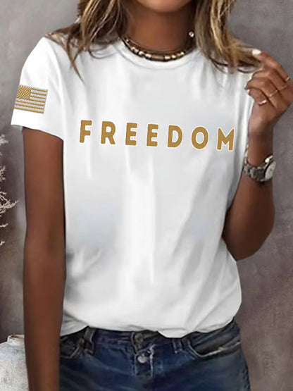 Női szabadság amerikai zászló nyomtatott emlékpóló