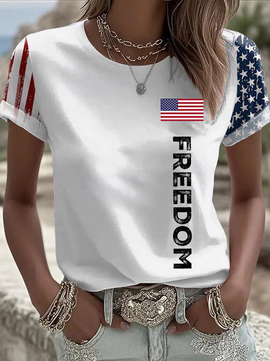 Női szabadság amerikai zászló nyomtatott emlékpóló