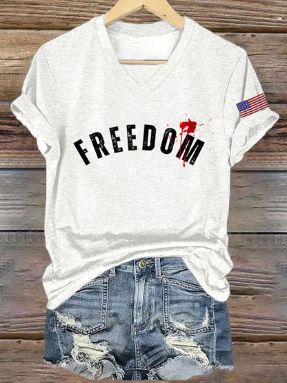 Női szabadság amerikai zászló nyomtatott emlékpóló