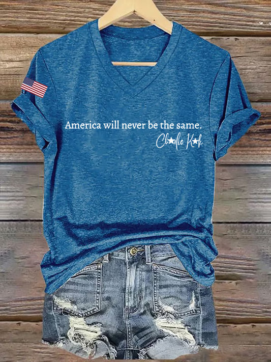 Női szabadság amerikai zászló nyomtatott emlékpóló