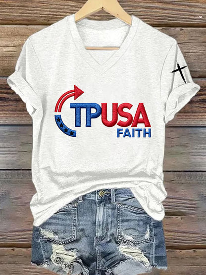 Női szabadság amerikai zászló nyomtatott emlékpóló