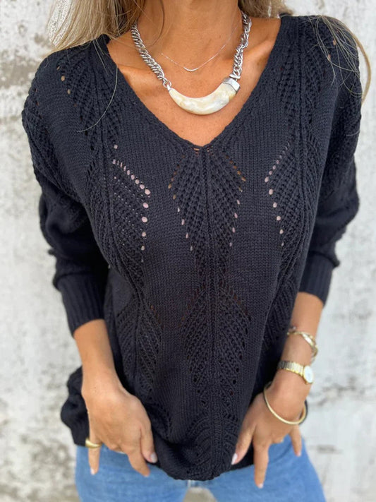 Női csipke-fel kötött v-nyak kétirányú kardigán pulóver