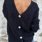 Női csipke-fel kötött v-nyak kétirányú kardigán pulóver
