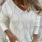 Női csipke-fel kötött v-nyak kétirányú kardigán pulóver