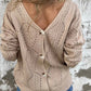 Női csipke-fel kötött v-nyak kétirányú kardigán pulóver