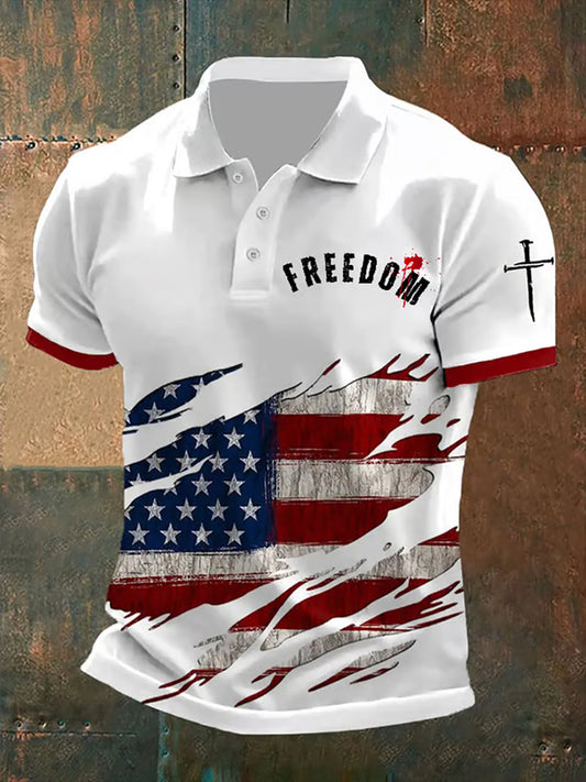 Férfi vintage 'charlie kirk' amerikai zászló nyomtatás pulóver
