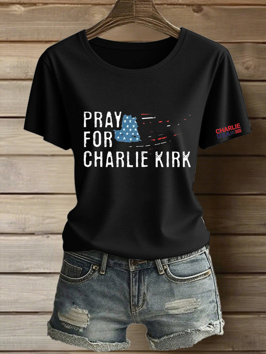 Női charlie kirk szabadság nyomtatott vintage divat laza rövid ujjú póló