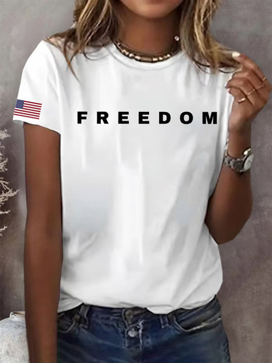Női szabadság amerikai zászló nyomtatott emlékpóló