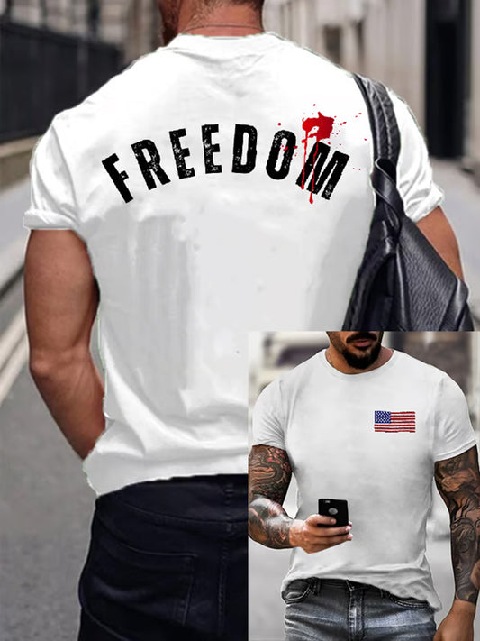 Férfi vintage charlie kirk amerikai zászló nyomtatás emlékpóló