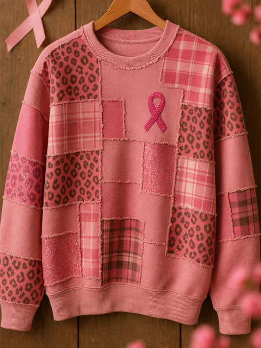 Női retro breast care print comfort alkalmi pulóver