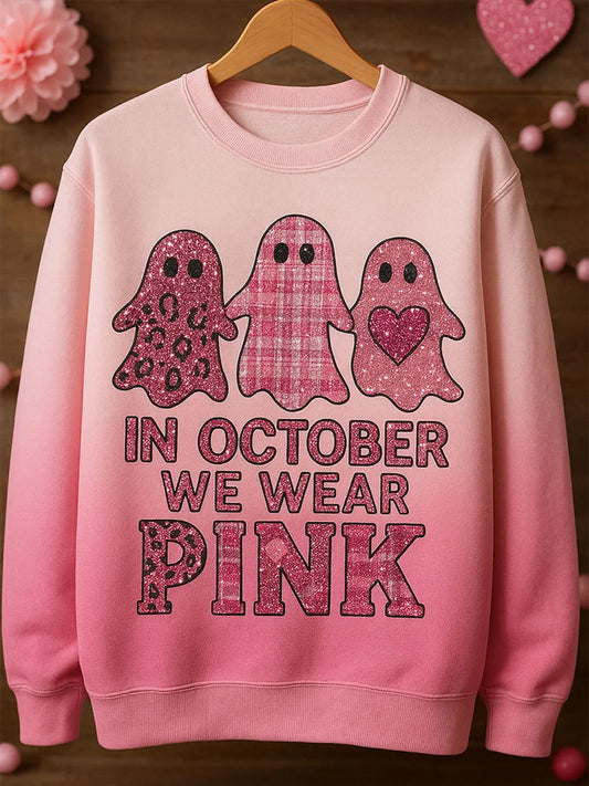 Női retro breast care print comfort alkalmi pulóver