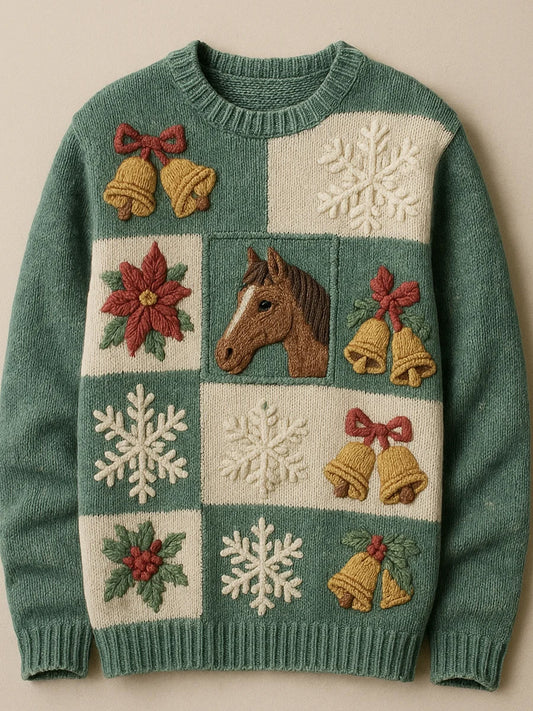 Női vintage karácsonyi nyomtatás kényelmes alkalmi pulóver