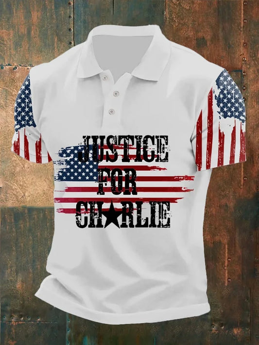 Férfi amerikai turning point charlie kirk rövid ujjú emlékpólóing