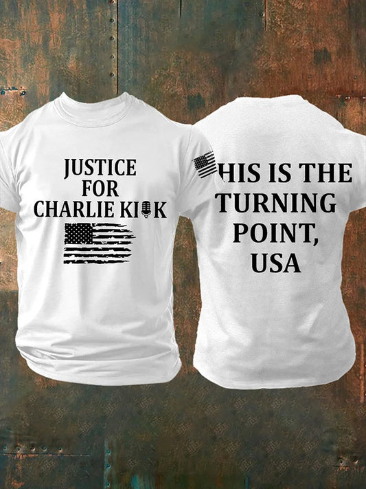 Férfi charlie kirk turning point usa trump emlékpóló