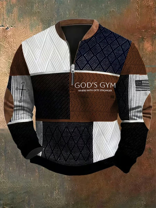 Férfi vintage art faith alkalmi pulóver