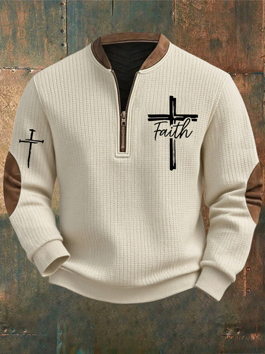 Férfi vintage art faith alkalmi pulóver