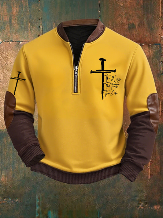 Férfi vintage art faith alkalmi pulóver