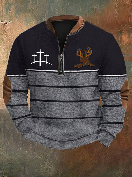 Férfi vintage art faith alkalmi pulóver