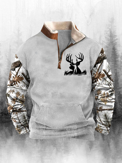 Férfi retro western nyomtatás turtleneck laza hosszú ujjú felső