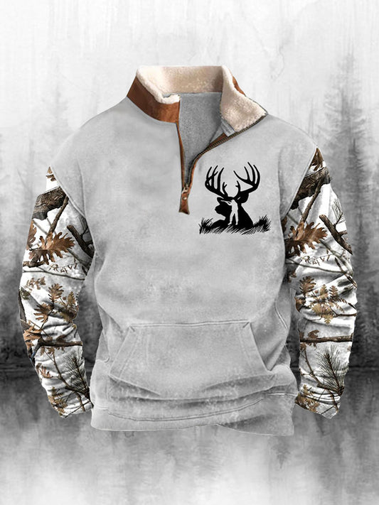 Férfi retro western nyomtatás turtleneck laza hosszú ujjú felső