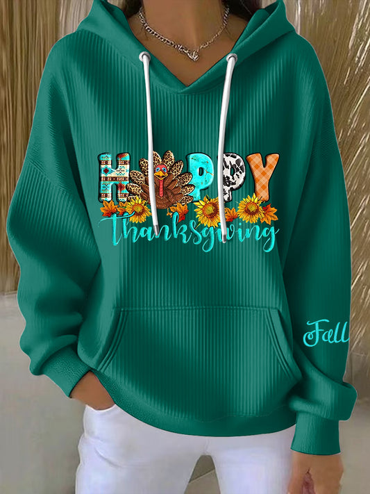 Női vintage hálaadás boldog alkalmi hoodie