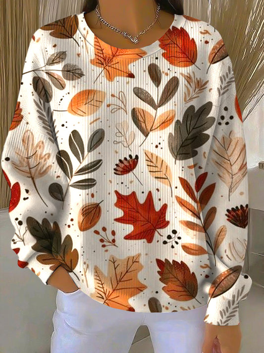 Női hálaadás őszi levél alkalmi crewneck pulóver