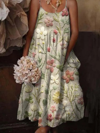 Női virágos művészet nyomtatás alkalmi heveder üdülőruha