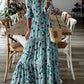 Női alkalmi v-nyak art print hosszú szegély ruha