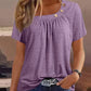 Női alkalmi kerek nyak egyszínű gomb elem rövid ujjú felső póló