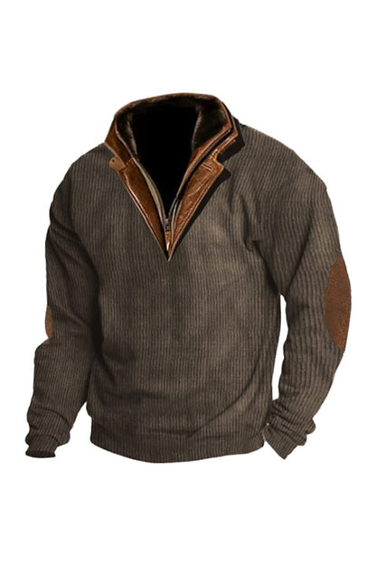 Férfi meleg laza egyszínű kültéri lélegző állvány nyakörv pulóver