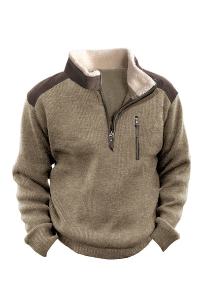 Férfi retro kültéri alkalmi zip pulóver