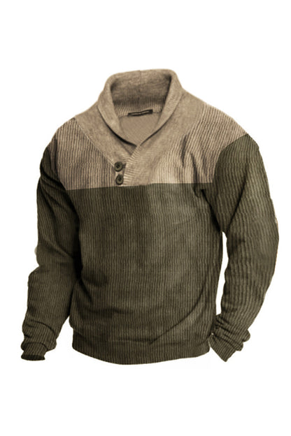 Férfi kültéri alkalmi állvány gallér hosszú ujjú pulóver