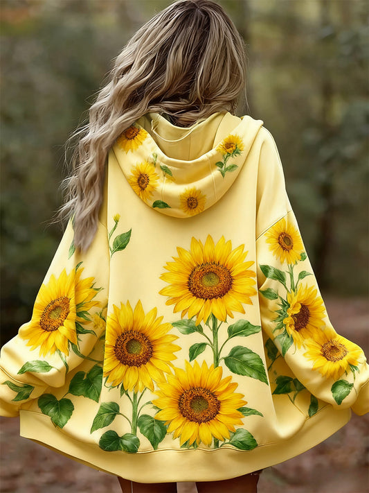 Női vintage virágos patchwork art nyomtatás kényelmes alkalmi hoodie