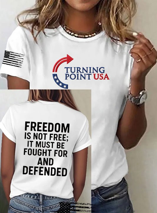 Női vintage szabadság amerikai alkalmi emlékmű rövid ujjú