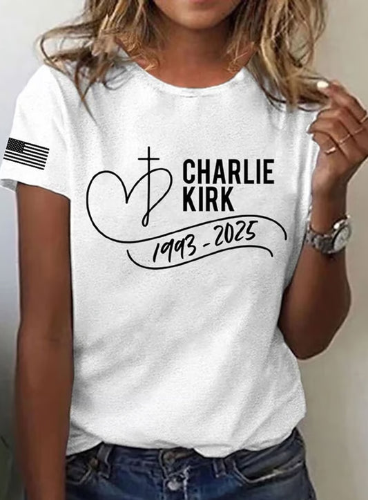 Női vintage szabadság amerikai alkalmi emlékmű rövid ujjú