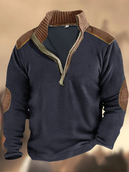 Férfi kültéri állvány gallér vastag taktikai kapucnis cipzár gyapjú pulóver