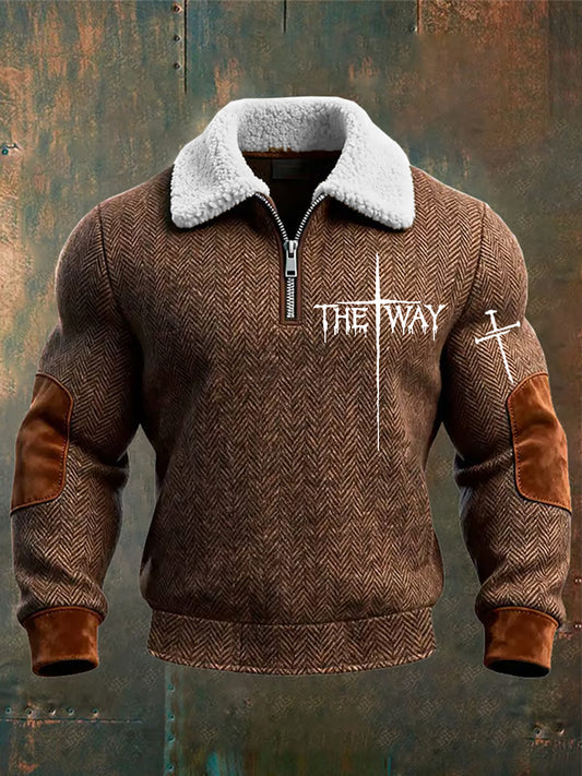 Férfi vintage art faith alkalmi pulóver