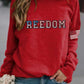 Női "szabadság nem szabad" amerikai zászló nyomtatás alkalmi pulóver
