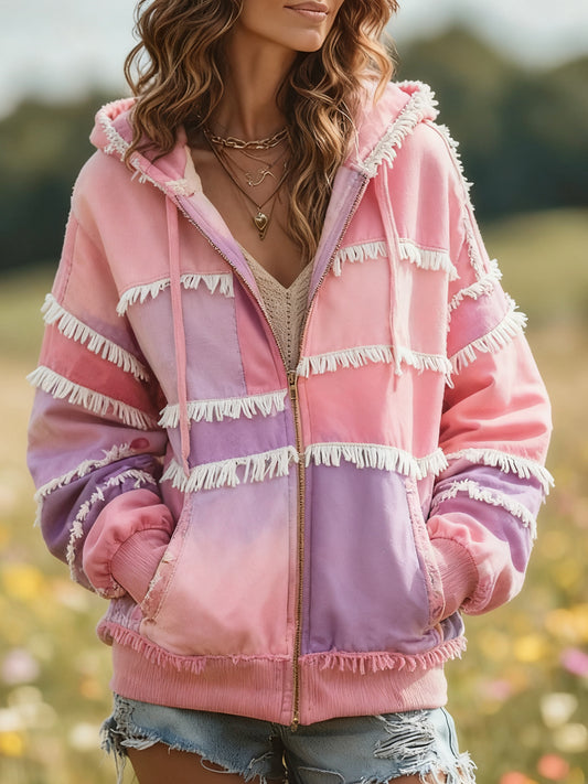 Női alkalmi virágos nyomtatás hoodie