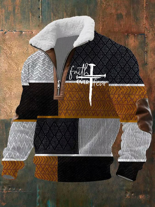 Férfi vintage art faith alkalmi pulóver