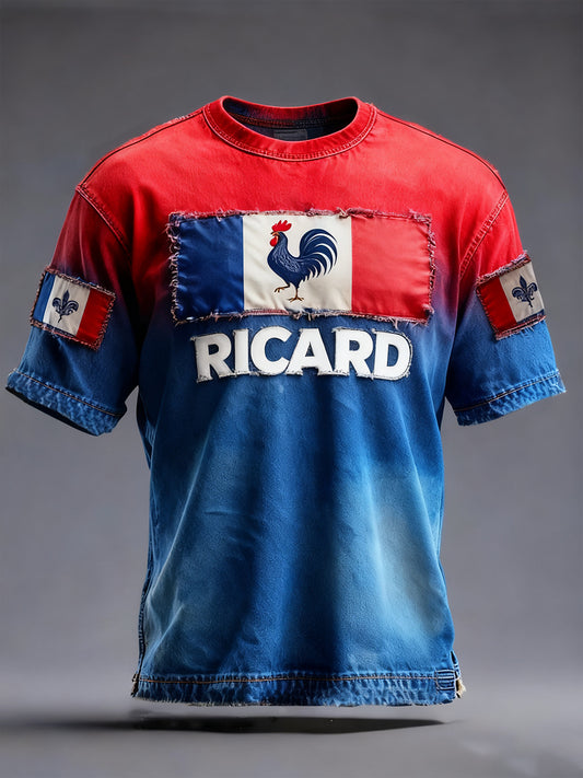 Férfi francia zászló ricard alkalmi póló