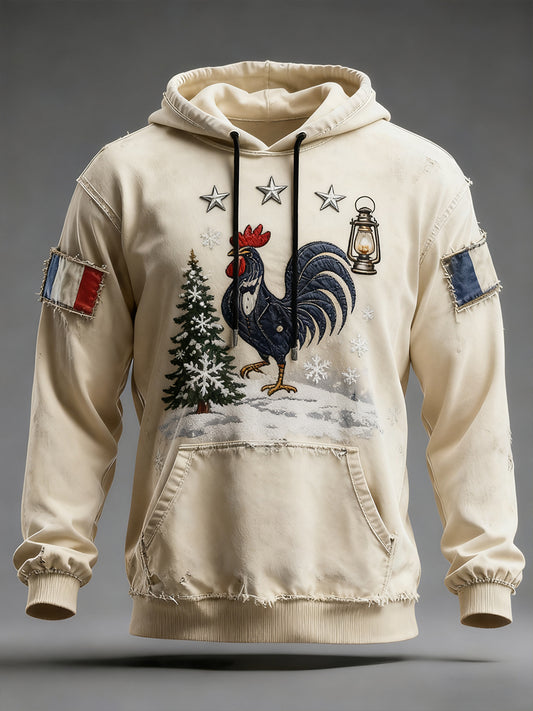 Férfi vintage francia zászló ricard szorult alkalmi hoodie