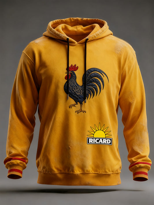 Férfi vintage francia zászló ricard szorult alkalmi hoodie