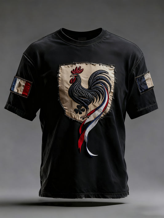 Férfi vintage francia zászló ricard szomorú alkalmi póló