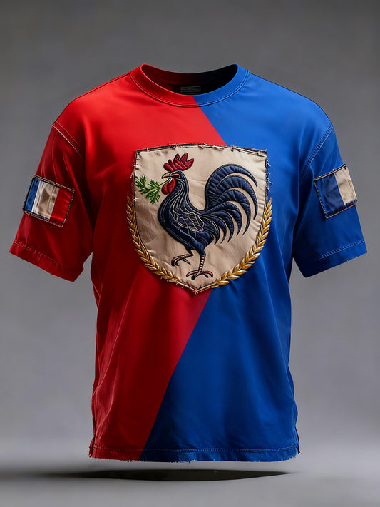 Férfi vintage francia zászló ricard szomorú alkalmi póló